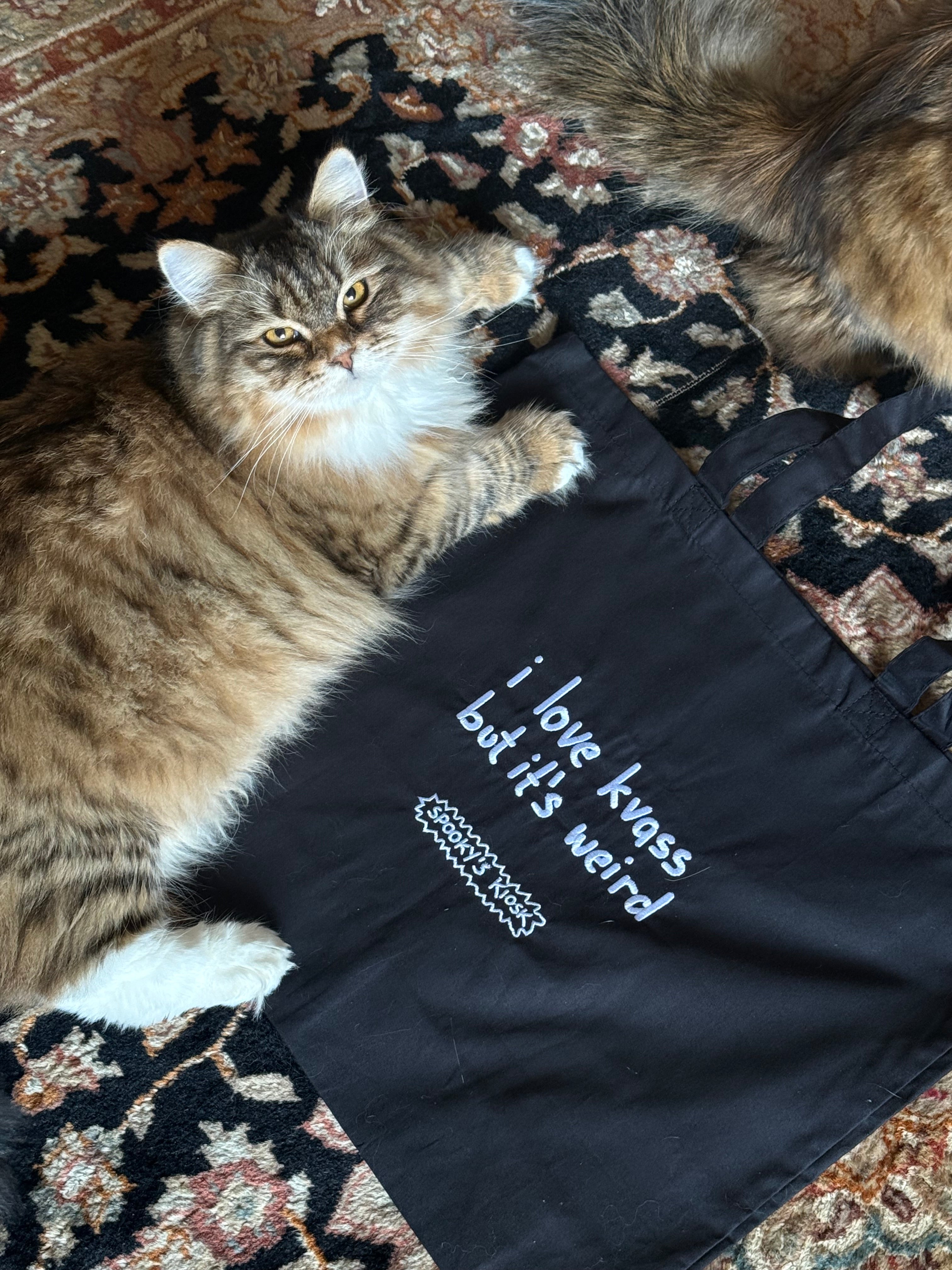 ‘i love kvass but it’s weird’ tote bag