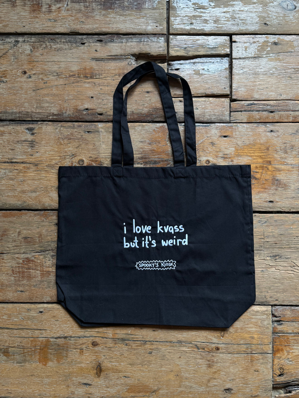 ‘i love kvass but it’s weird’ tote bag